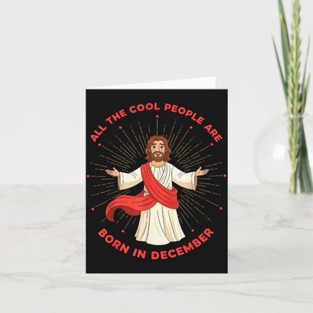 Cool People Born In December Birthday Funny Jesus  Kort (Framsida)