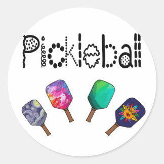 Cool Pickleball and Paddles Sports Art Runt Klistermärke