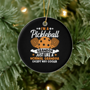 Cool Pickleball Farfarspelare Julgransprydnad Keramik