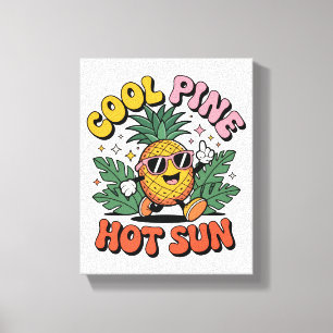 Cool Pine Hot Sun Retro Pineapple Sommar Vibes Canvastryck
