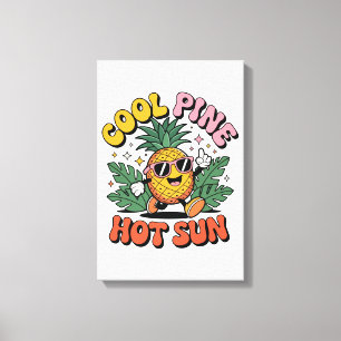 Cool Pine Hot Sun Retro Pineapple Sommar Vibes Canvastryck
