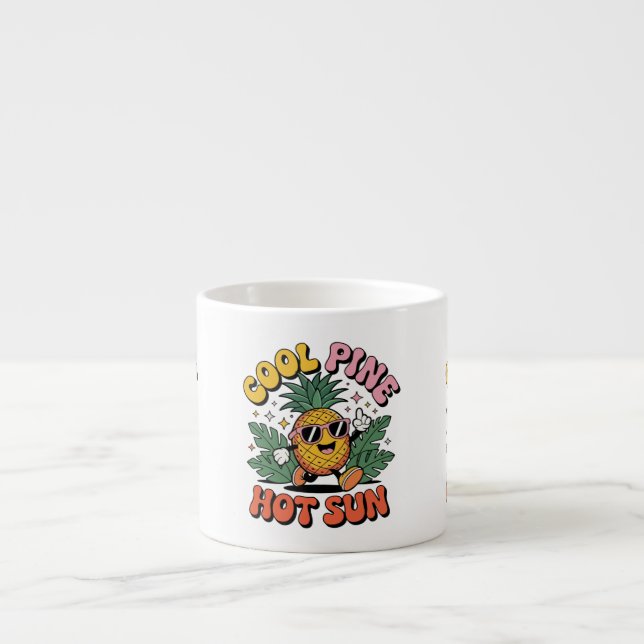 Cool Pine Hot Sun Retro Pineapple Sommar Vibes Espressomugg (Framsidan)