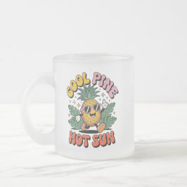 Cool Pine Hot Sun Retro Pineapple Sommar Vibes Frostad Glasmugg
