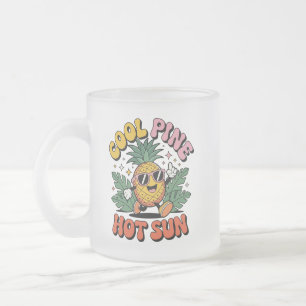 Cool Pine Hot Sun Retro Pineapple Sommar Vibes Frostad Glasmugg