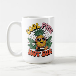 Cool Pine Hot Sun Retro Pineapple Sommar Vibes Kaffemugg