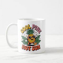 Cool Pine Hot Sun Retro Pineapple Sommar Vibes Kaffemugg