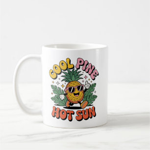Cool Pine Hot Sun Retro Pineapple Sommar Vibes Kaffemugg