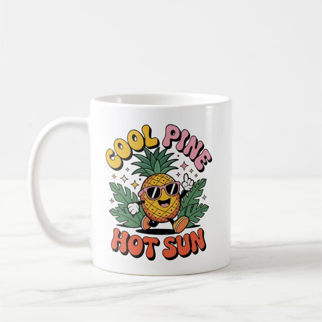 Cool Pine Hot Sun Retro Pineapple Sommar Vibes Kaffemugg (Vänster)