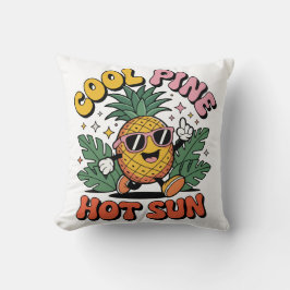 Cool Pine Hot Sun Retro Pineapple Sommar Vibes Kudde