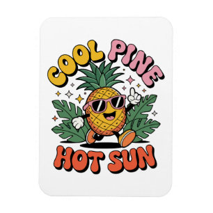 Cool Pine Hot Sun Retro Pineapple Sommar Vibes Magnet