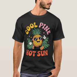 Cool Pine Hot Sun Retro Pineapple Sommar Vibes T Shirt
