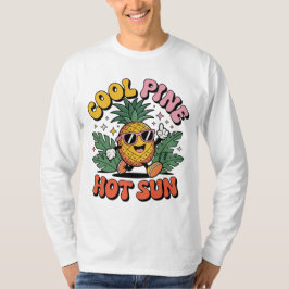 Cool Pine Hot Sun Retro Pineapple Sommar Vibes T Shirt