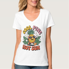 Cool Pine Hot Sun Retro Pineapple Sommar Vibes T Shirt