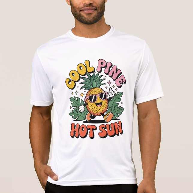 Cool Pine Hot Sun Retro Pineapple Sommar Vibes T Shirt (Framsida)