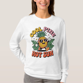 Cool Pine Hot Sun Retro Pineapple Sommar Vibes T Shirt