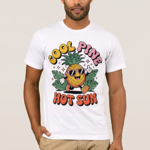 Cool Pine Hot Sun Retro Pineapple Sommar Vibes T Shirt