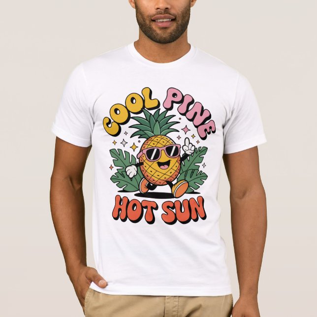 Cool Pine Hot Sun Retro Pineapple Sommar Vibes T Shirt (Framsida)