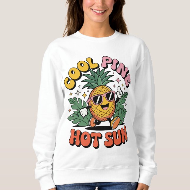 Cool Pine Hot Sun Retro Pineapple Summer Vibes T Shirt (Framsida)
