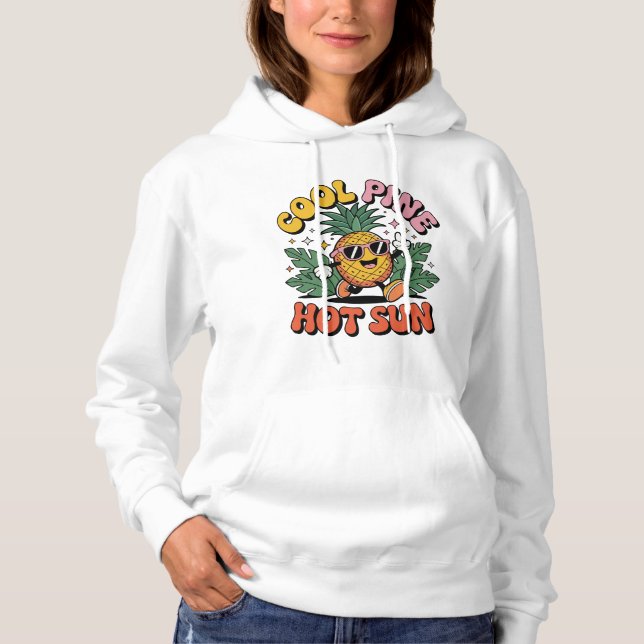 Cool Pine Hot Sun Retro Pineapple Summer Vibes T Shirt (Framsida)