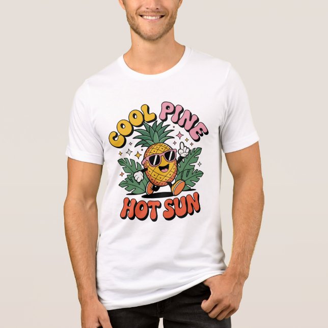Cool Pine Hot Sun Retro Pineapple Summer Vibes T Shirt (Framsida)