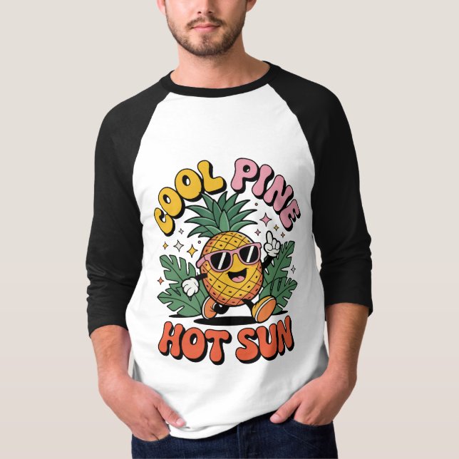 Cool Pine Hot Sun Retro Pineapple Summer Vibes T Shirt (Framsida)