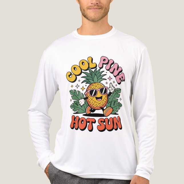 Cool Pine Hot Sun Retro Pineapple Summer Vibes T Shirt (Framsida)