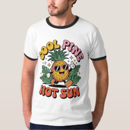 Cool Pine Hot Sun Retro Pineapple Summer Vibes T Shirt
