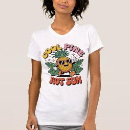 Cool Pine Hot Sun Retro Pineapple Summer Vibes T Shirt