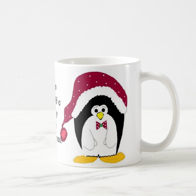 Cool pingvin i röd hatt kaffemugg (Höger)