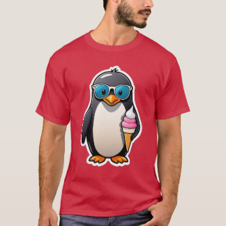 Cool pingvin med iskon och solglasögon t shirt