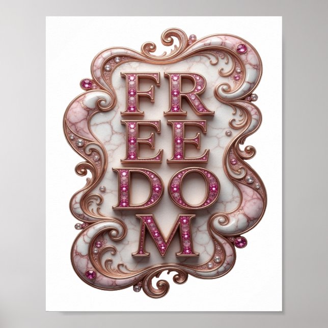 Cool Pink FREEDOM Textdesign Poster (Framsidan)