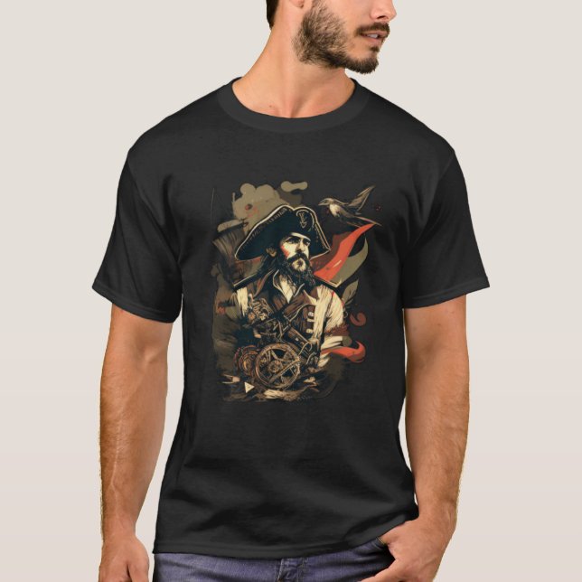 Cool Pirate with Beard T Shirt (Framsida)