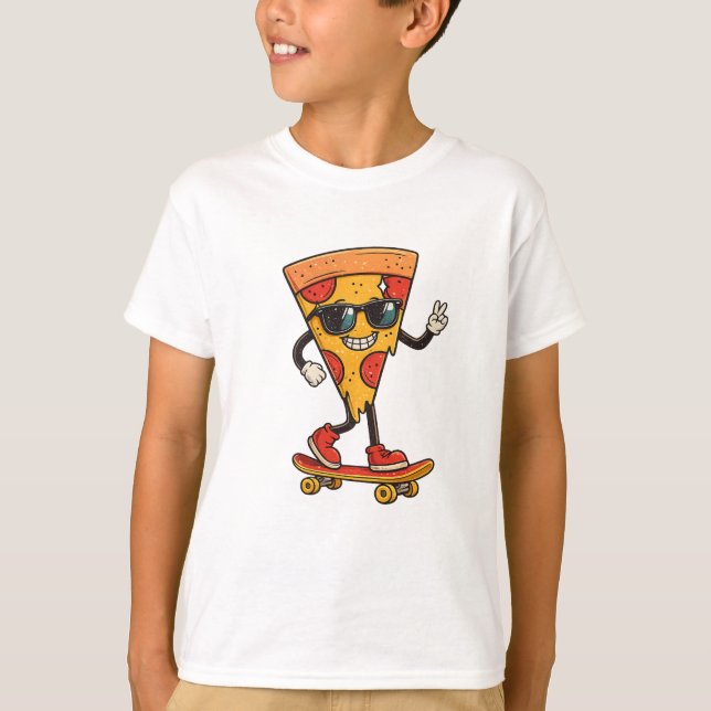 Cool Pizza Skater T Shirt (Framsida)