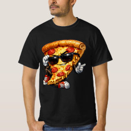 Cool Pizza Slice Mascot with Sunglasses Art T Shirt