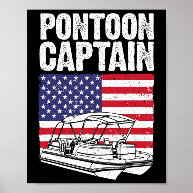 Cool Pontonbåt Kapten Konst För Män Kvinnor Ponton Poster (Framsidan)