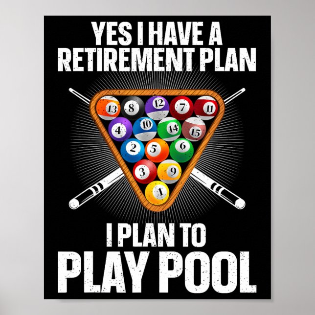 Cool Pool Design For Men Women Billiards Lover Poo Poster (Framsidan)