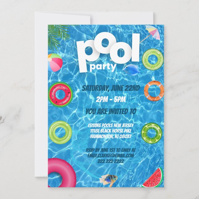 Cool Pool Party | Swimming Birthday  Inbjudningar (Framsida)