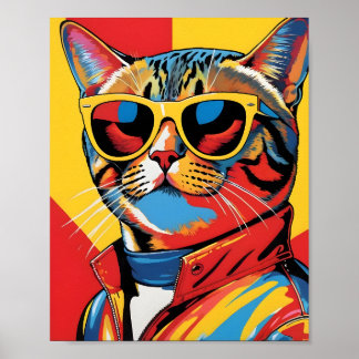 Cool Pop Art Katt i Solglasögon Poster