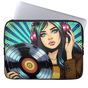 Cool Pop Art Seriesktil flicka med vinylalbum Laptop Fodral