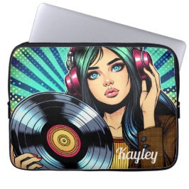 Cool Pop Art Serietidningsstil Tjej Personlig Laptop Fodral