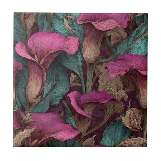 Cool Portuguese Calle Lilies  Tiles  For Bathroom  Kakelplatta (Framsidan)