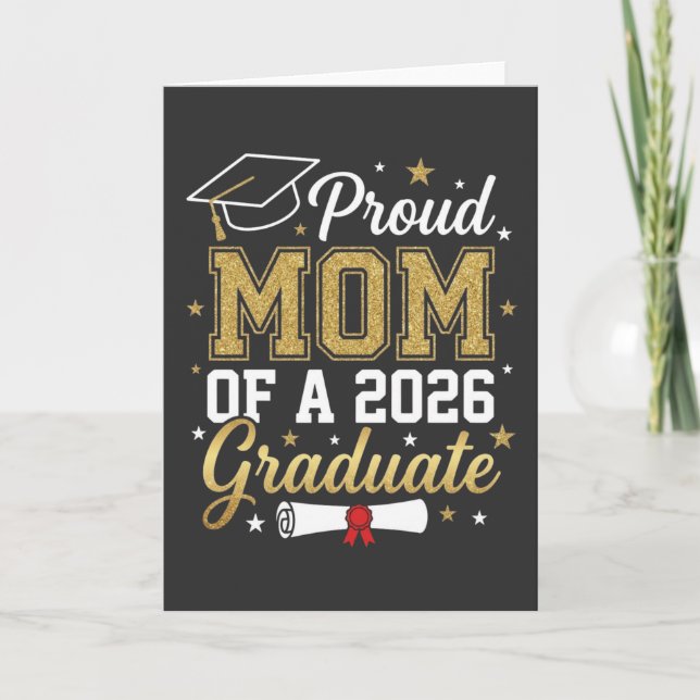 Cool Proud Mom Class of 2026, Graduation Gift Kort (Framsida)