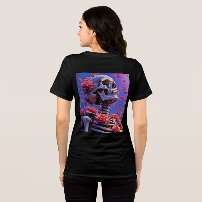 Cool Psychedelic Skeleton Neon Cyberpunk Aesthetic T Shirt (Baksida Full)