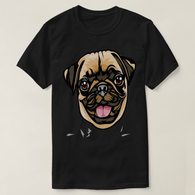 Cool Pug Dog Face  T Shirt (Design framsida)