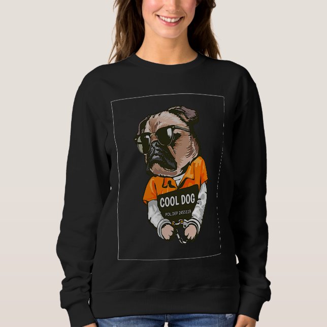 Cool Pug  Pug with Glasses and Handcuffs T Shirt (Framsida)