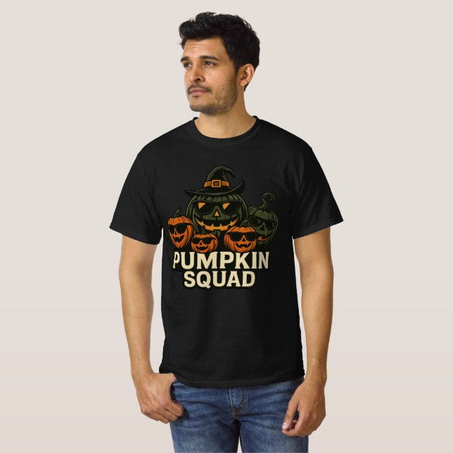 Cool Pumpkin Squad Halloween Design T Shirt (Hel framsida)