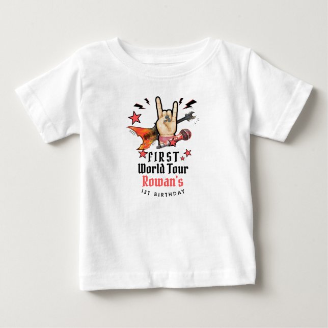 Cool Punk Rockstar First Birthday  T Shirt (Framsida)