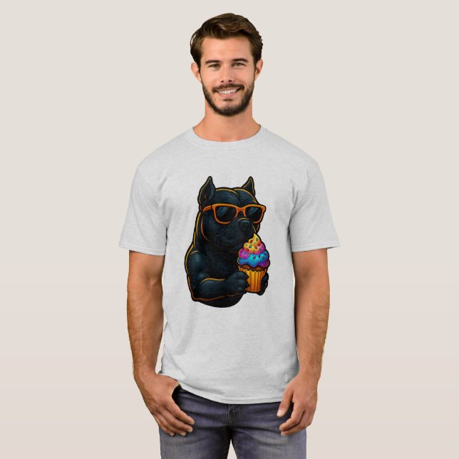 Cool Pup Cupcake - T-shirt med neonhund och solgla (Hel framsida)