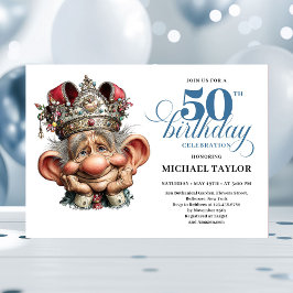 Cool Quirky Man 50 Birthday Editable Invitation Inbjudningar