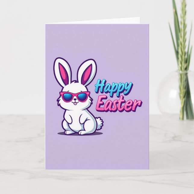 Cool Rabbit Happy Easter Card Kort (Framsida)